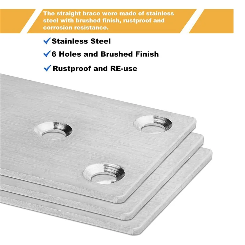 AS94-20 PCS Piastre di riparazione piatte Staffa piatta 3X1.5 pollici Piastre di giunzione per rammendo in acciaio inossidabile Staffa di fissaggio per riparazione per recinzione