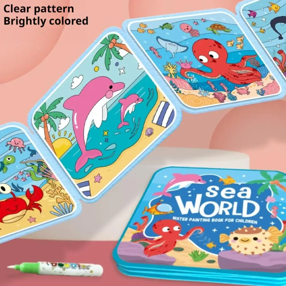 Quaderno da disegno per graffiti pieghevole creativo fai-da-te per bambini Libro da disegno ad acqua magica Libri da colorare Giocattoli educativi