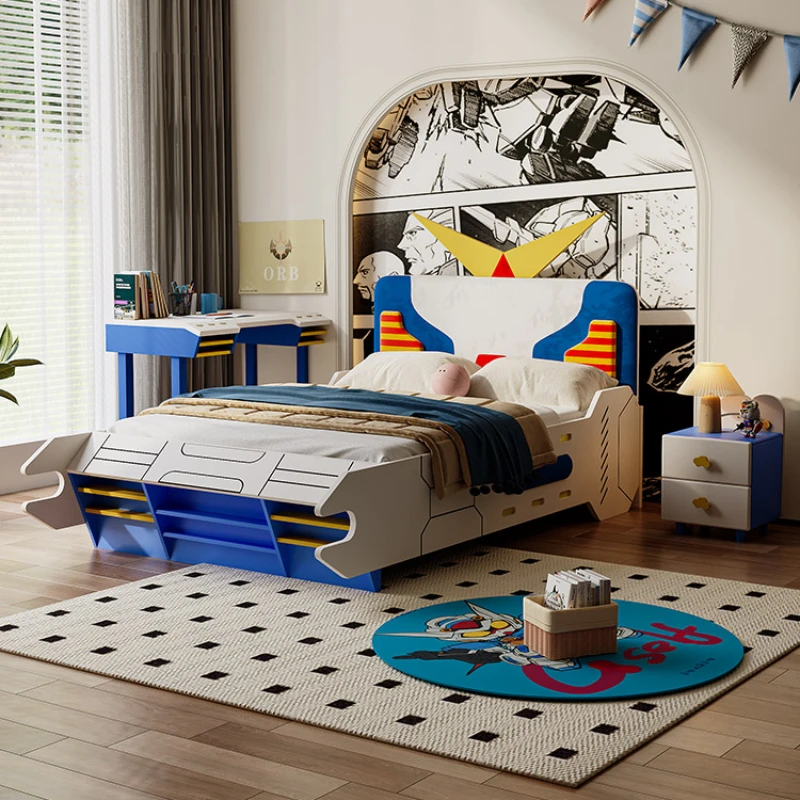 

cartoon kids bed boy blue creative single bed one meter five one meter two boys car kids bed