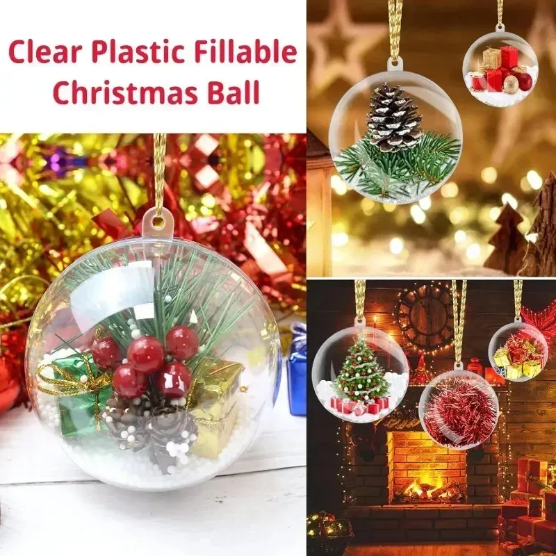 20/1pcs Christmas Transparent Fillable Bauble Ornaments