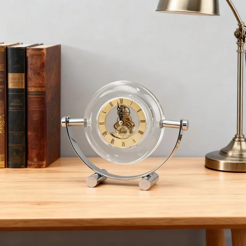 Crystal Table Clock Mechanical Desktop Clock Living Room Desk Clocks Nordic Interior Clocks Retro Room Ornaments Decoration