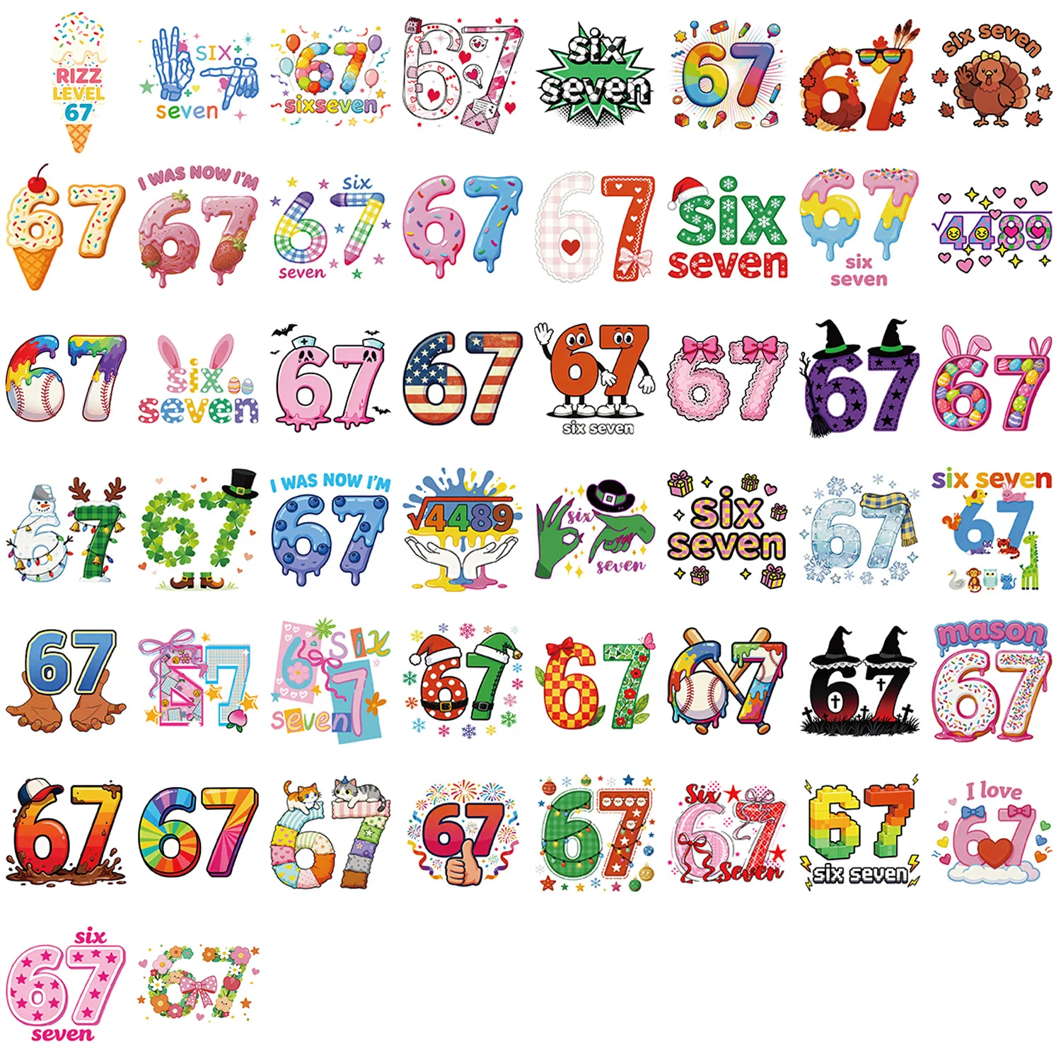 10/50 قطعة جديد ستة سبعة ملصقات الكرتون مضحك عدد الكتابة على الجدران اللون الديكور DIY بها بنفسك اللعب المحمول الغيتار سيارة دراجة سكيت الشارات #5