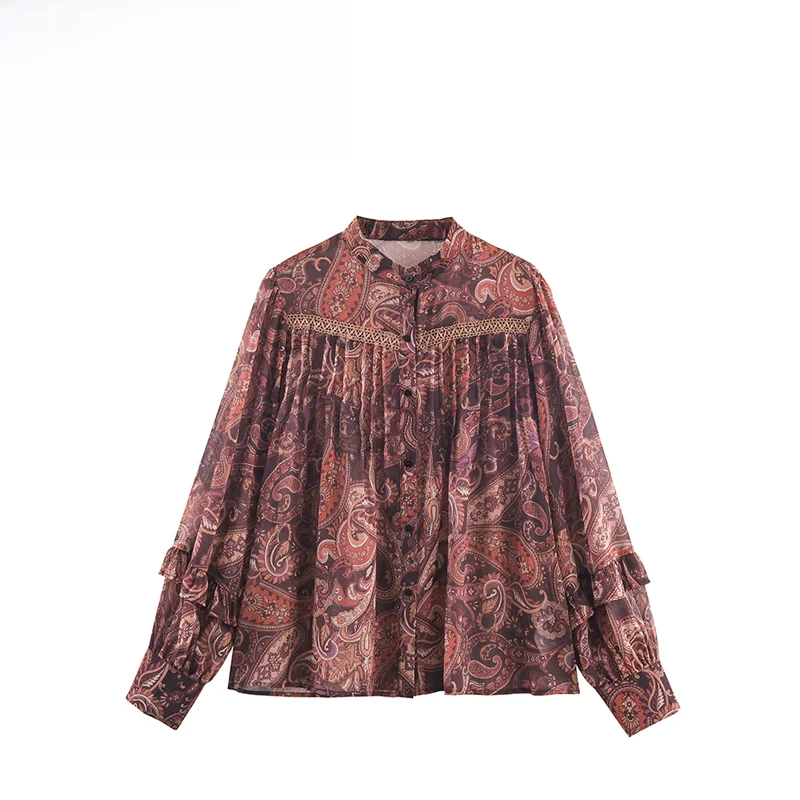 

Faionable Ретро Long Sve irt Женский свободный крой из полиэстера ZR Осень Новый Sle Универсальный простой дизайн Ele irt