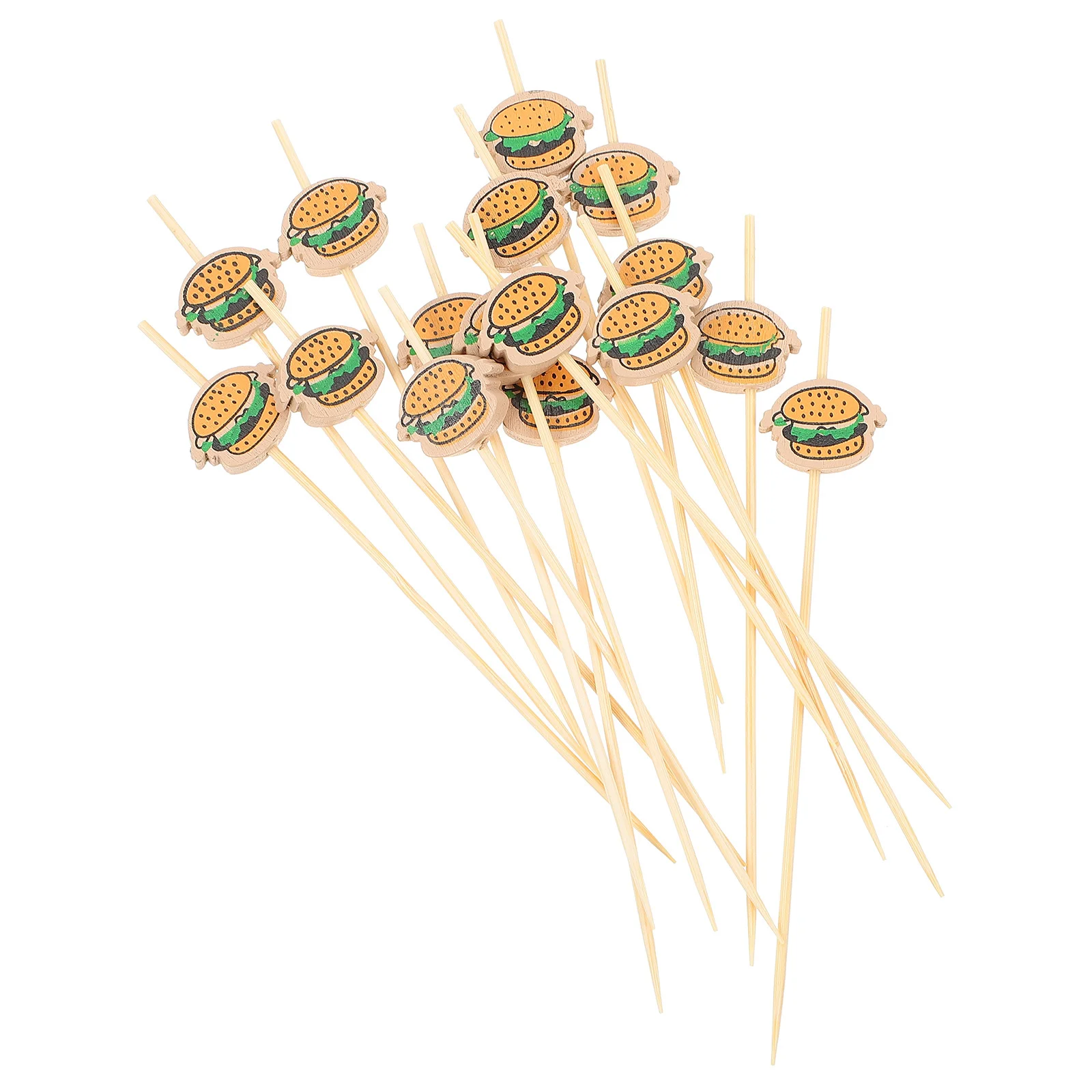 

100Pcs Creative Cocktail Picks Burger Style Fruit Sticks for Dessert Cake Drink Decoration Party Favor Gift Idea