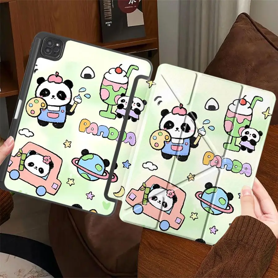 

Holder Cover Tablet Case For iPad Mini 6 7 Air 4 5 M3 M2 1 2 M4 11inch Pro 2025 Pro 11th 10th 9th 8th 7th 12.9inch Panda Happy