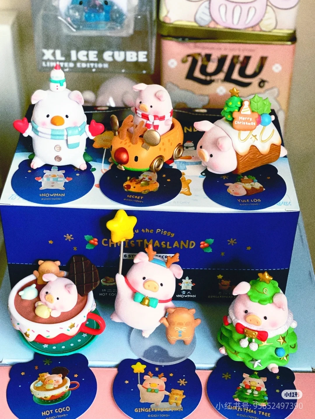 Lulu the piggy natal terra série caixa cega bonito lulu piggy figura de ação caixa mistério kawaii porco anime boneca saco surpresa brinquedos