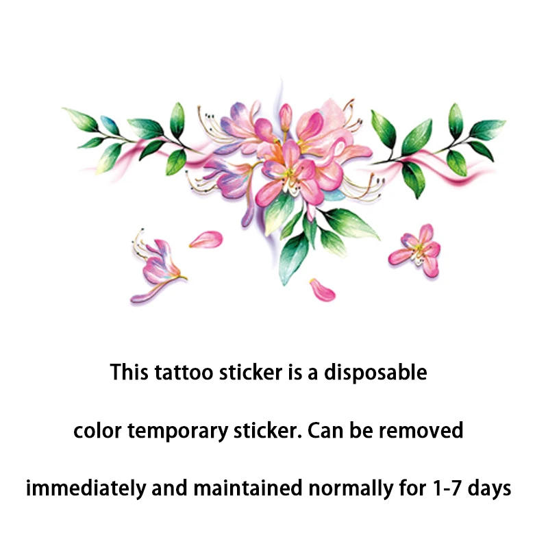 สติกเกอร์ชั่วคราวหน้าอกดอกไม้สีอินเทรนด์และเซ็กซี่สติกเกอร์รอยสักแบบใช้แล้วทิ้งกันน้ําและกันเหงื่อ