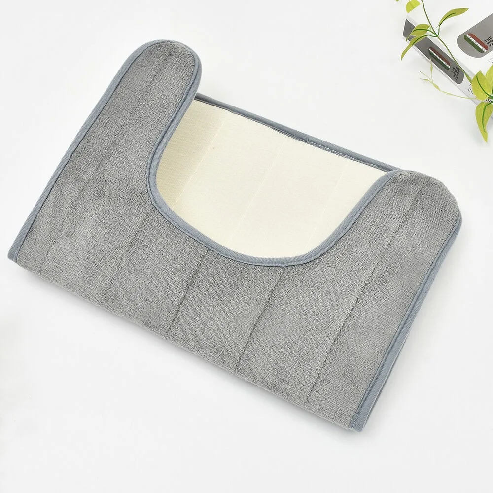 Washable U Shaped Non-Slip Bathroom Pad Rug Home Coral Fleece Bath Pedestal Toilet Mat Water Absorbing 40*60cm