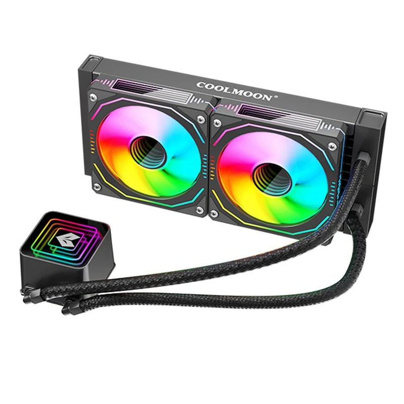 Coolmoon 240 radiador refrigerado a água tudo-em-um para computador desktop pwm temperatura controlada argb ventilador de refrigeração cpu radiador
