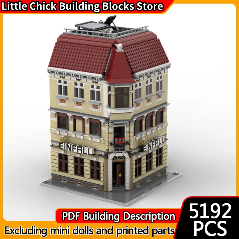 

City Street View Model MOC Building Bricks Three Floors Tavern Modular Technology Children Holiday Gifts Assemble Toys Suit