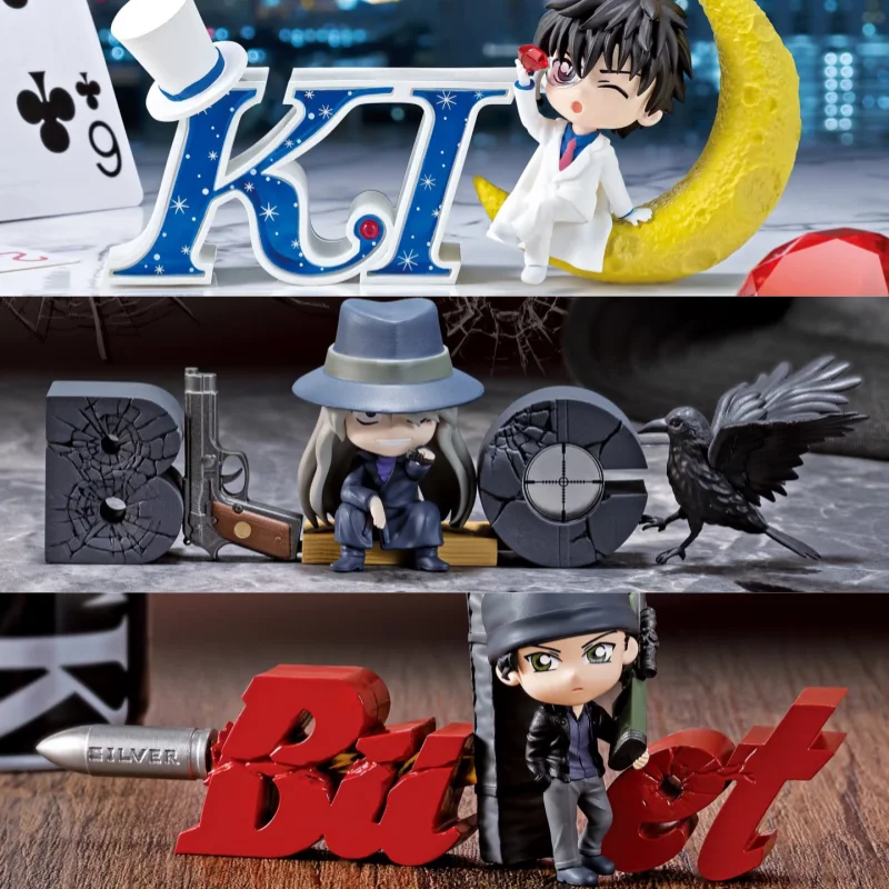Re-ment Detective Conan Collection de figurines mystère Anime Kaito Kid Toru Amuro Gin Ai Haibara Décoration de bureau pour collectionneurs