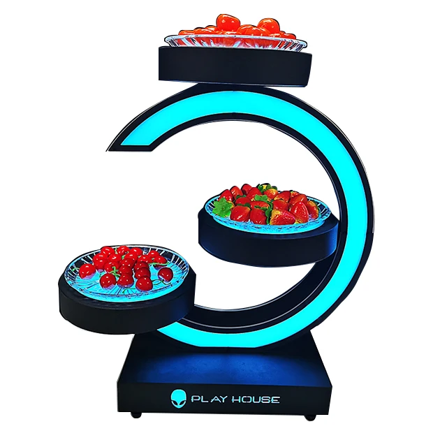 

Customized Wholesale C-shaped Luminous Fruit Plate Bar KTV LED Fruit Serving Tray for Nightclub Storage Holders Racks