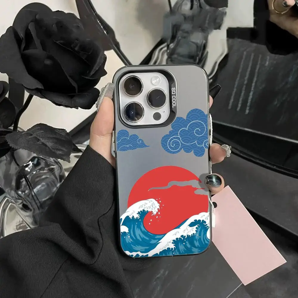 The Big Wave Of Kanagawa Phone Case Color electrosilvering IPhone16 11 14 15 12 Pro 11 Plus 13 Pro MAX iphone Drop case