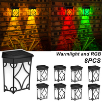 1-8pcs Outdoor Solar Wall Lights LED Waterproof Solar Powered Lights Outdoor RGB and Warmlight for Garden Balcony Decoration