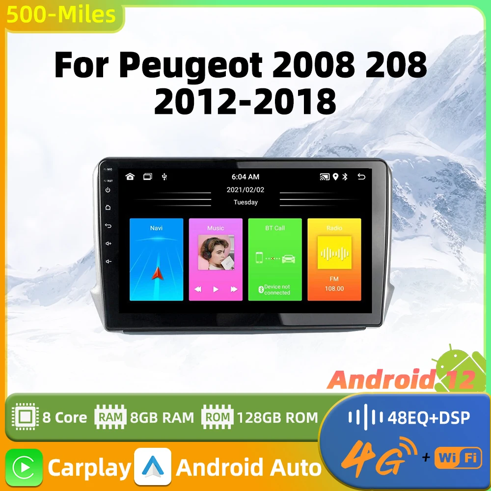 2 Din Android Stereo Per Peugeot 2008 208 2012-2018 Autoradio 10.1 \