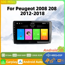 2 Din Android Stereo Per Peugeot 2008 208 2012-2018 Autoradio 10.1 