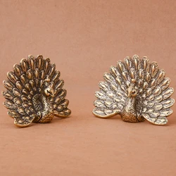 Peacock Statue Bookshelf Decoration Desktop Best Gift Cabinet Animal Collection Brass Crafts Sculpture Brass Peacock Ornament