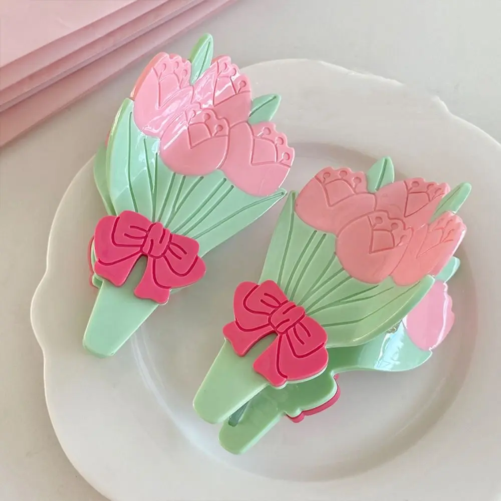 

Cute Acetic Acid Acetate Flower Hair Claw Cute Hairpin Shark Clip Tulips Hair Clip Grab Clip Hair Accessories Big Hairpin Daily