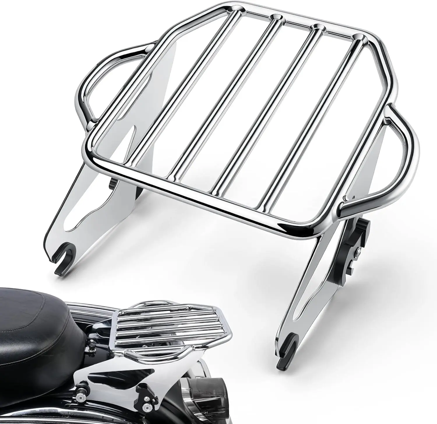 Detachable Two-Up Luggage Rack Motorcycle Mounting Rack Compatible with Harley Touring Road King Street Electra Glide 2009-Later
