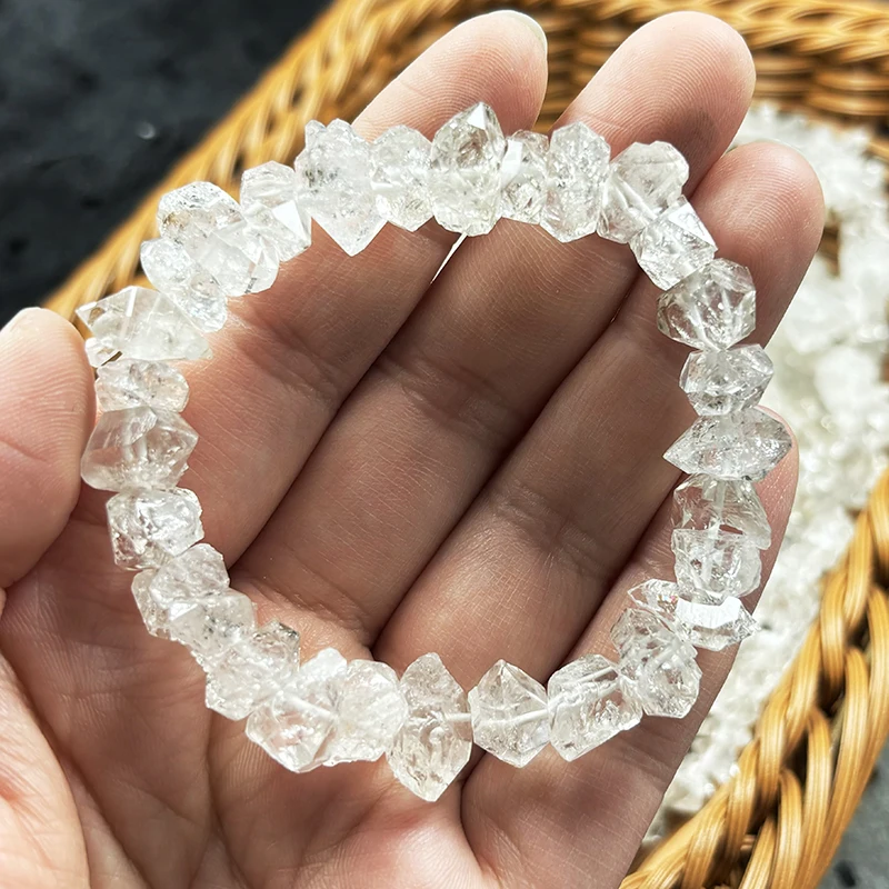 Natural Herkimer Diamond Raw Stone Bracelet, Crystal Accessories, Quartz Natural Stones, Reiki Gemstone Decor, Home Decoration