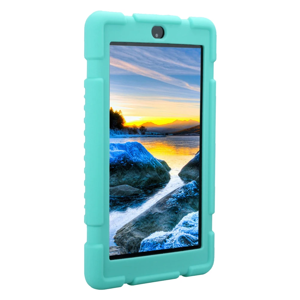 

Anti-Drop Silicone Case For Tablet Lightweight Child-Proof Design Raised Grip Protection Fire 7 2017 7Th Gen Mint Green
