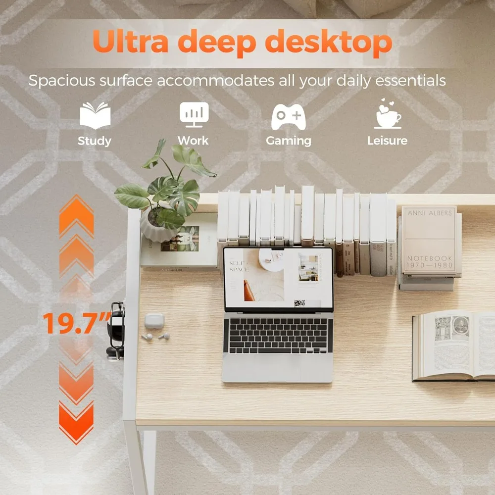 مكتب ألعاب مدمج مع عجلات للمساحات الصغيرة، ومكتب منزلي حديث وبسيط وطاولة كتابة للدراسة #5