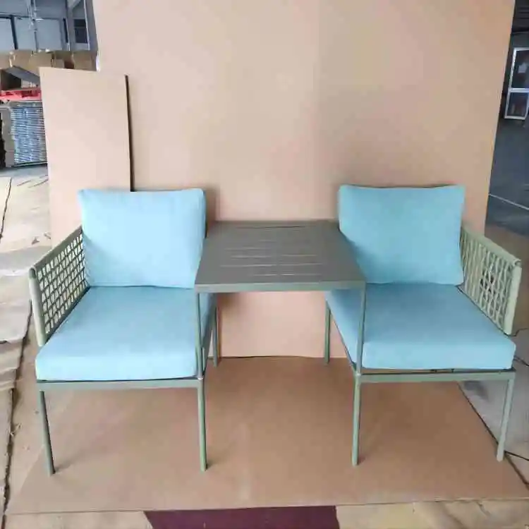 

3pcs Outdoor Garden Steel Chair and Table Set Height Adjustable Modern Design Steel Furniture Set