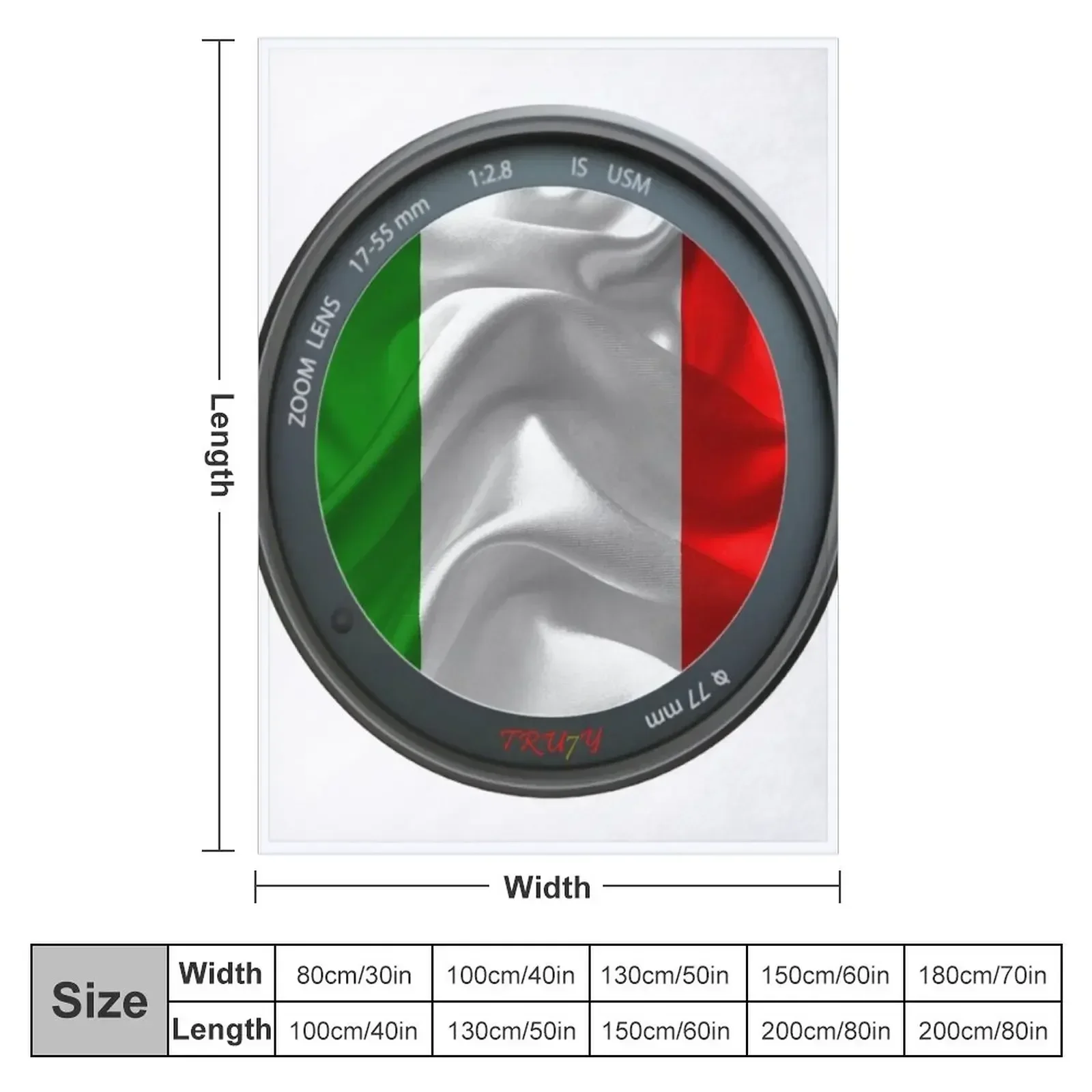 Italian Flag, Italy, in a Camera Lens Throw Blanket halloween funny gift Blankets