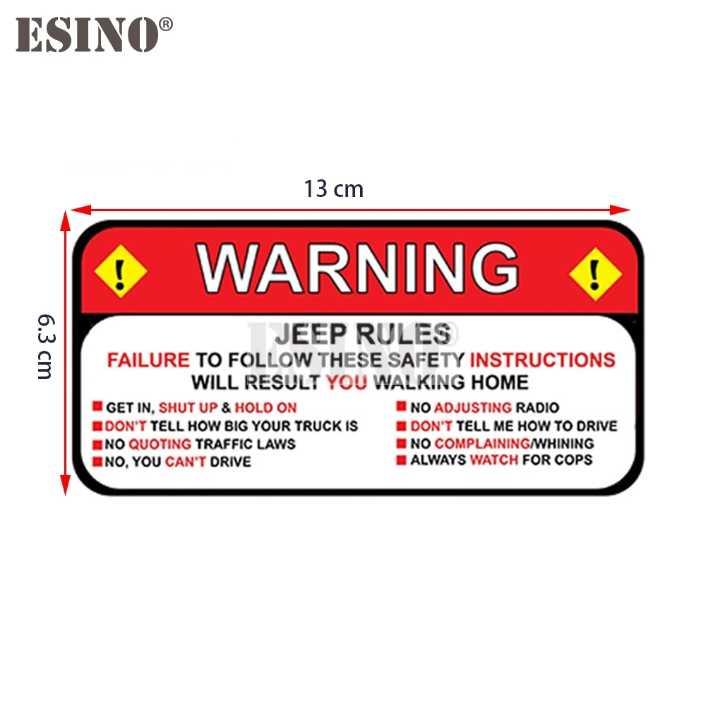 Car Styling Creative Funny Warning Rules Decorative Sticker Cartoon PVC Decal Waterproof Car Body Pattern Vinyl for Jeep