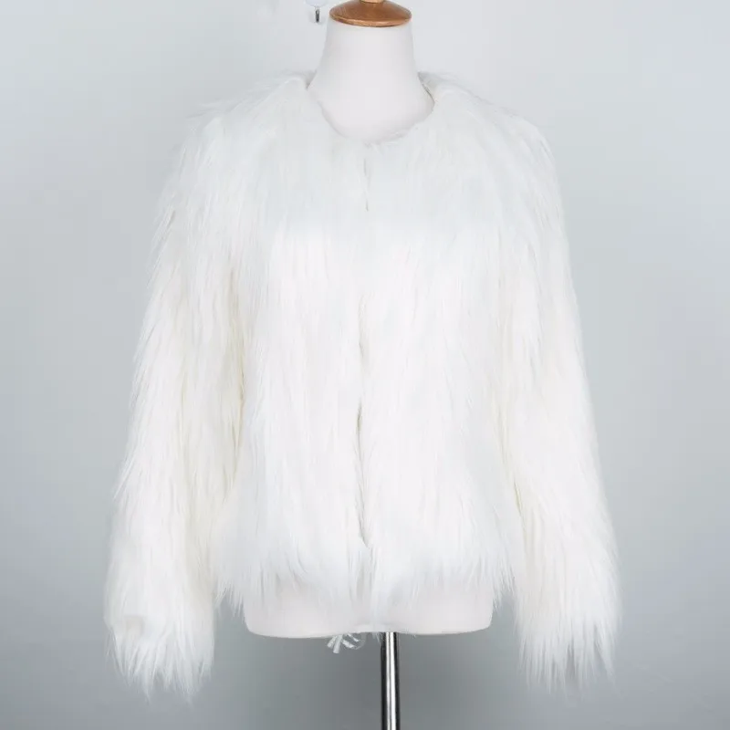 Manteau en fausse fourrure à manches longues pour femmes, pardessus sans col, veste moelleuse, chaud, automne, hiver, 2023