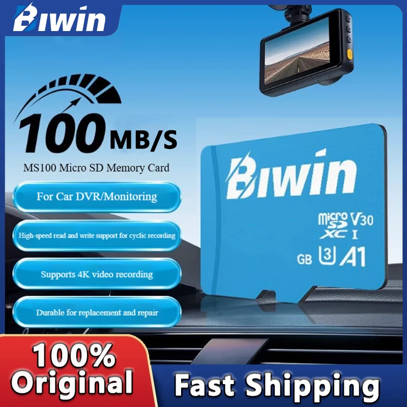 

BIWIN MS100 High Speed Memory Card U3 V30 A1 C10 TF Card MINI SD CARD For Phone tablet Camera and Dashcam
