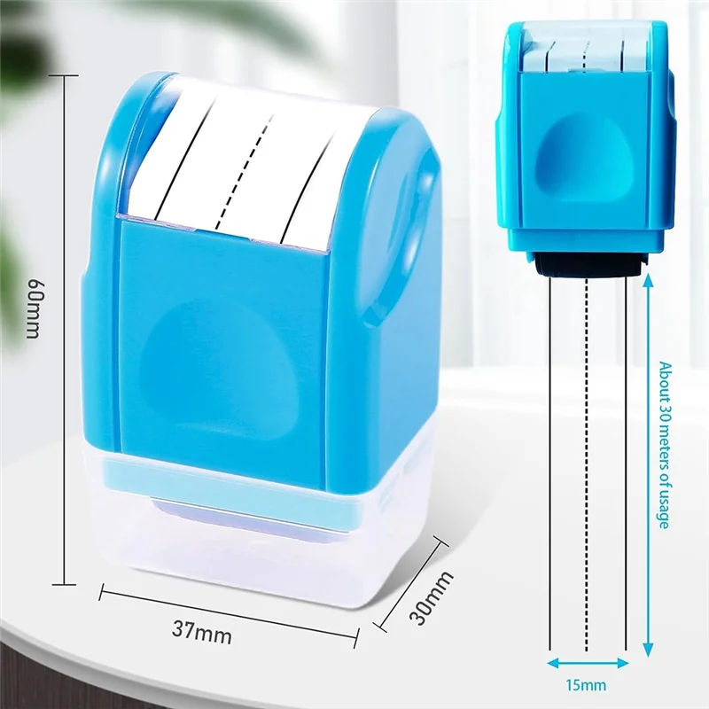 Upgraded 2PCS Dashed Handwriting Lines Roller Stamp Self-Inking Practice Line Roller Stamp With 3 Refills,Blue