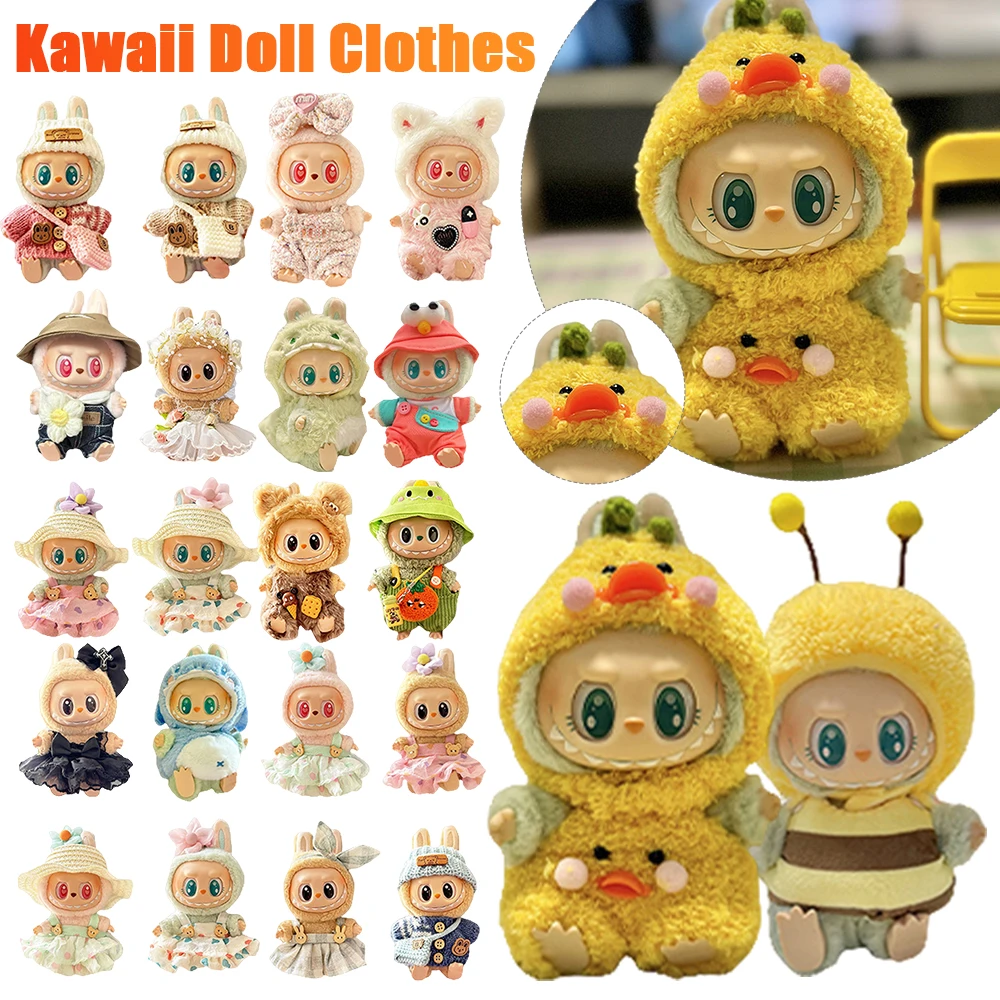 For Labubu V1 V2 Idol Cute Doll Little Clothes Plush Doll Changing Clothes Cartoon Cute Clothes Suit Dolls Accessories Auto Deco