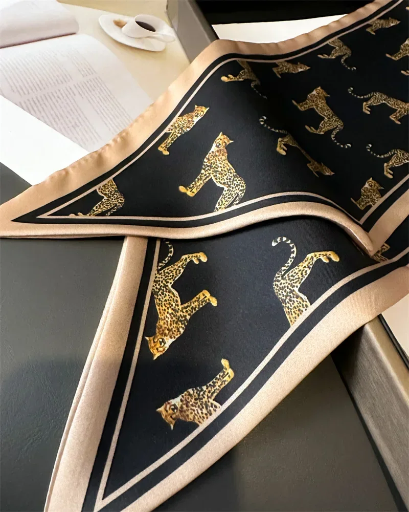 Kopftuch, Haar-Halstücher für Damen, Handtasche, Tasche, Schals für Handtaschen, seidig, lang, dünn, Satin, Kopftuch, modisch – Detail 3