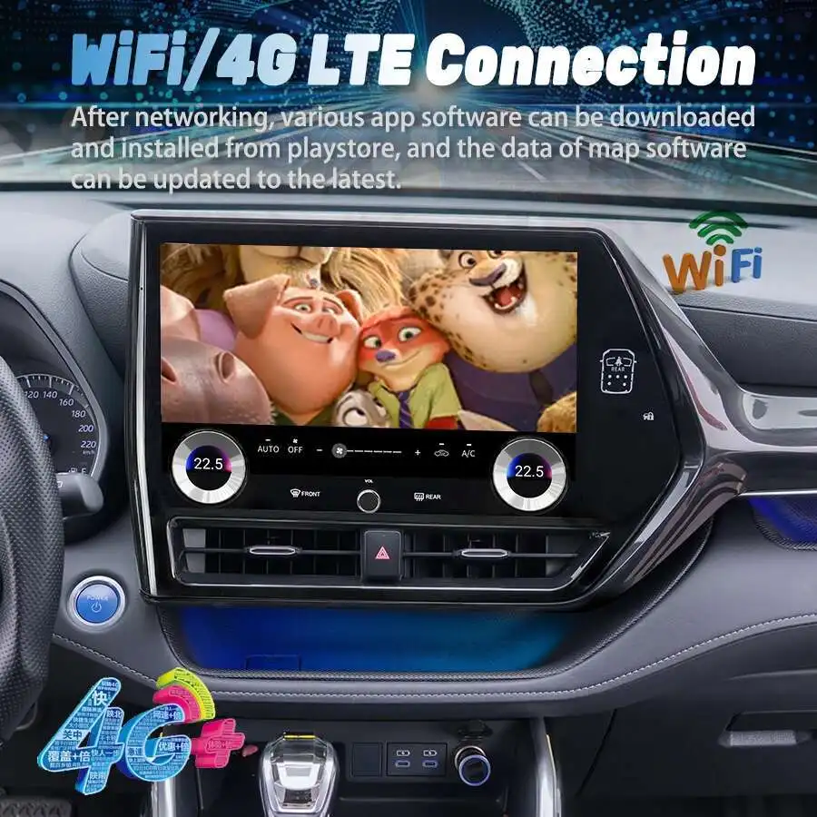 2K HD شاشة أندرويد مشغل فيديو الوسائط المتعددة لتويوتا هايلاندر كراون كلوغر CarPlay Autoradio GPS DSP 360 معالج كوالكوم