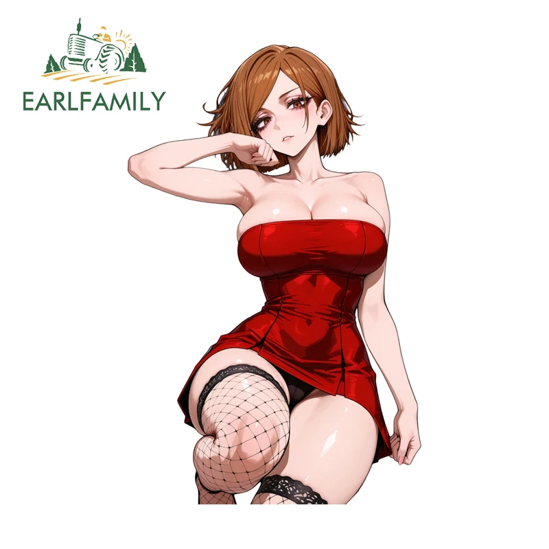

EARLFAMILY Наклейки на автомобиль Kugisaki с изображением в обтягивающем платье, водонепроницаемые виниловые наклейки на багажник, аксессуары для стайлинга автомобиля
