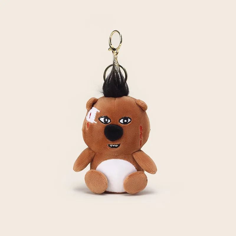 Pendentif en peluche castor en forme de beurre pour enfants, expression amusante mignonne, animal créatif, décoration de sac à dos, clé de voiture, breloque, cadeau