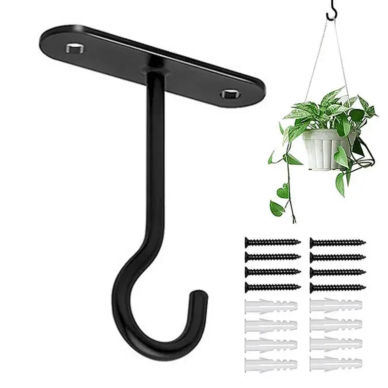 2pcs Ceiling Hooks Heavy Duty Metal Hangers Wall Mount Hangers For Hanging Bird Feeders Planter Lanterns Artworks Plant Hooks