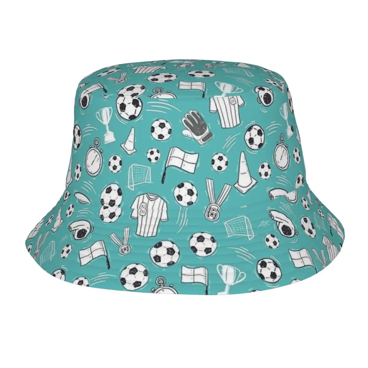 Soccer Football Pattern Bucket Hat for Women Men Beach Sports Field Hat UV Protection for Camping Fisherman Hats Ispoti Cap