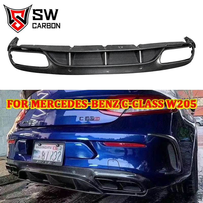 Carbon Fiber ED1 Style Rear Diffuser for Mercedes-Benz C-Class W205 AMG Coupe C43 C63 2015-2021 Rear Bumper Splitter Lip BodyKit