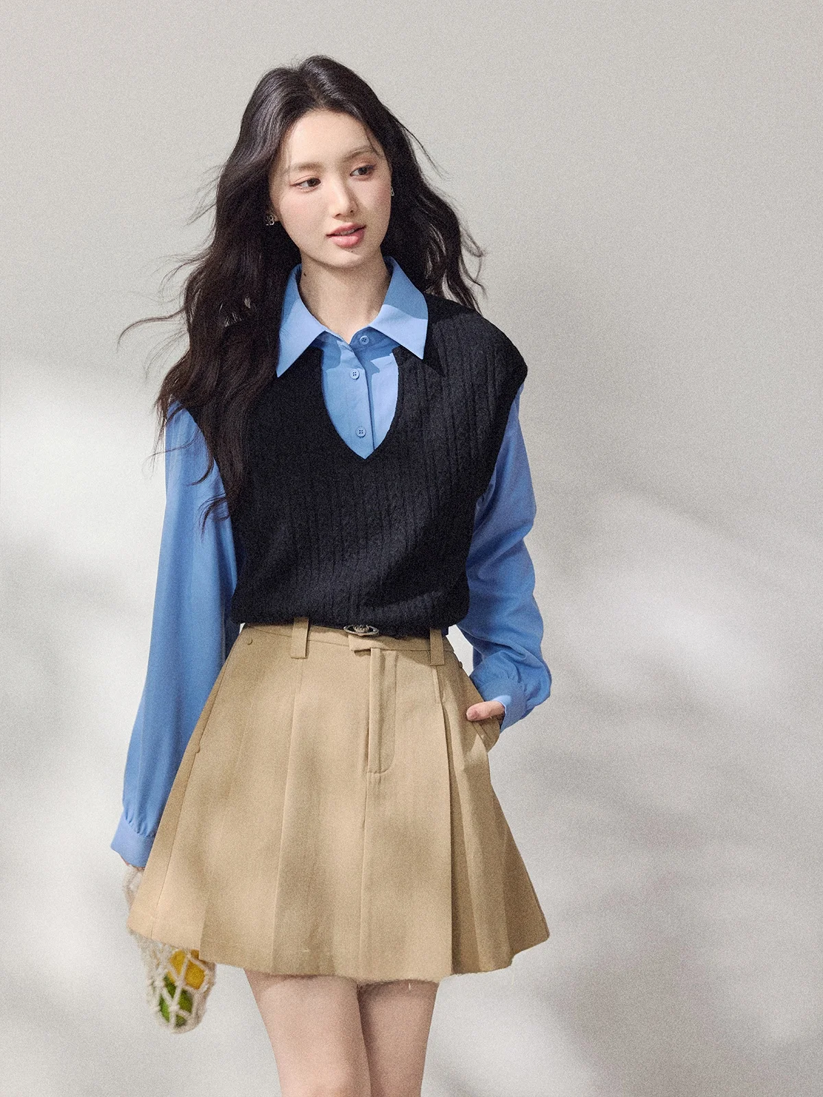 

Женский топ с длинным рукавом в стиле колор-блок, имитация двухслойности, коллекция Zhang Ginger, весна 2026, новинка