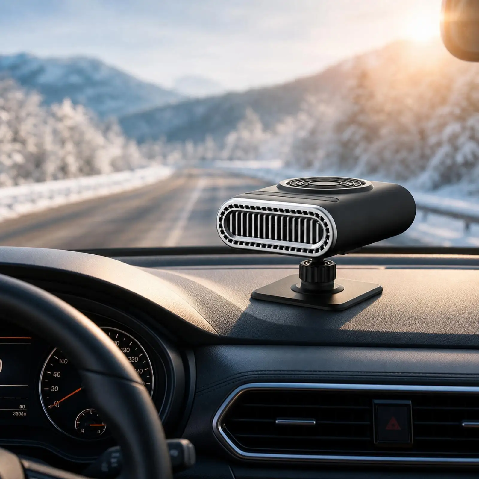 Auto Heater 12V Portable Car Defogger Fan with Suction Mount for Windshield Frost Removal and Warm Cabin