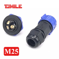 IP67 M25 Waterproof Connector 2 3 4 Pin Self Locking E-bike Charging Power Aviation Panel Socket Electrical Cable Plug 50A 500V