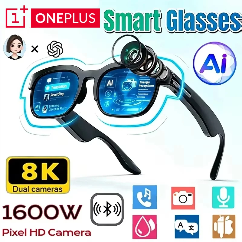 Oneplus AI Smart Glasses Translation Bluetooth Conversation Recording Listening To Music Men Women Smart Sunglasses NEW