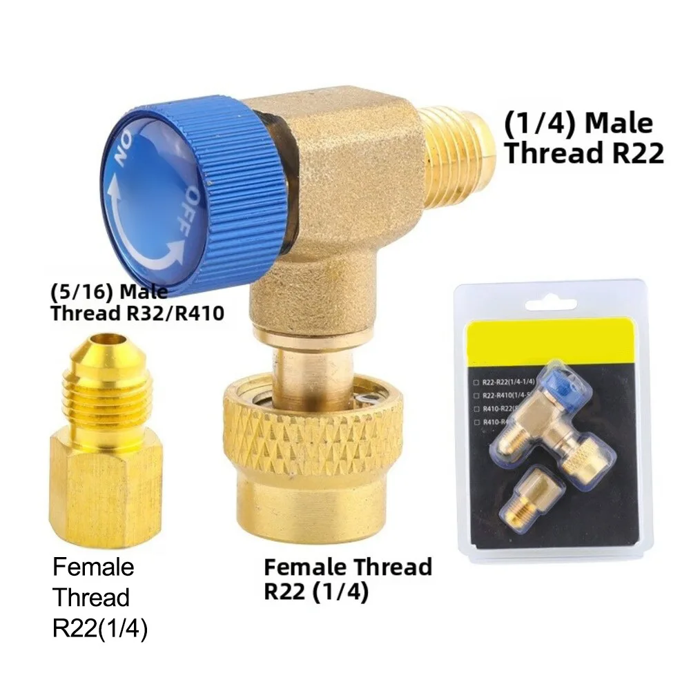 HVAC Control Valve Kit Brass For AC Manifold Split Flow Control Valve For R410a, For R134a, For R22, For R32, For R404a, R407c