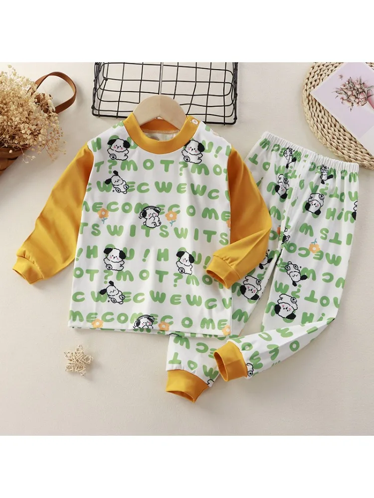 

New Autumn Wear Suit Children's Underwear Long-Sleeved Trousers Cotton Kids Long Pants Autumn Winter Baby Pajamas Pajama Pants