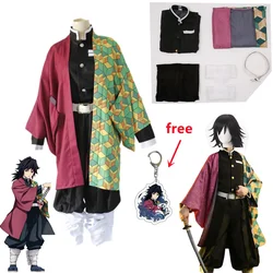 Disfraz de Anime Demon Slayer Kimetsu No Yaiba Tomioka Giyuu para mujer, Kimono, uniforme, ropa, peluca, fiesta de Halloween para adultos y niños