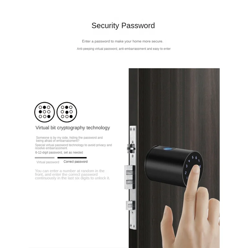 L72A-Home Security Door Lock Bluetooth Password Key Unlocking Smart Fingerprint Lock Tuya Smartlife App Remote Control