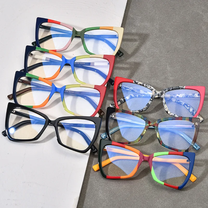 New multi color cat eye plate glasses frame for men and women the same glasses can be equipped with myopia anti blue light