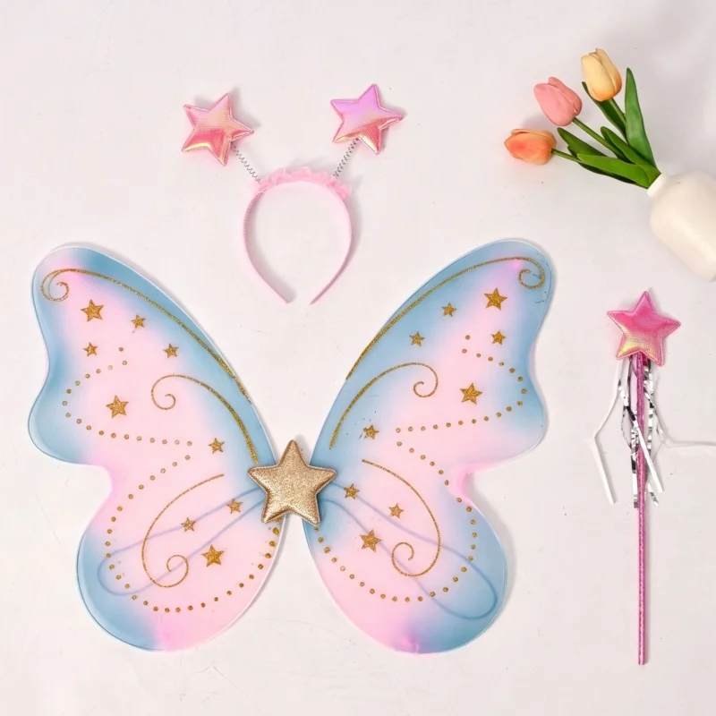 3pcs Wings，Organza butterfly Wings，Angel Wings，Halloween Cosplay，Masquerade Role-Play